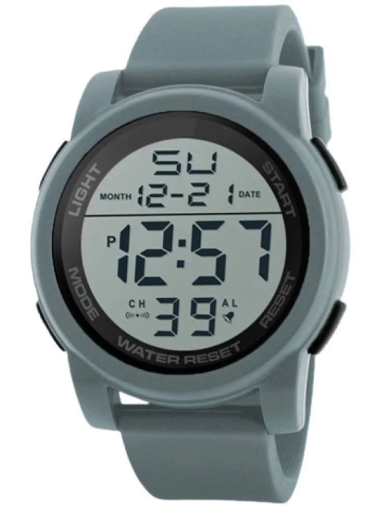 Rhonium Light Grey Silicon Digital Mens Watch