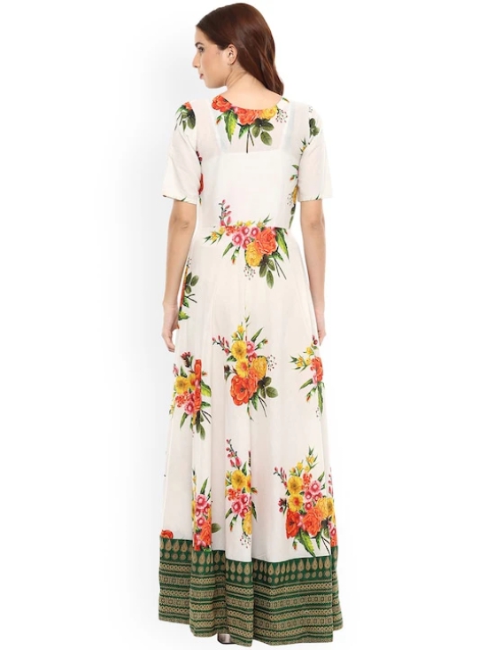 Women White Printed Maxi Dress