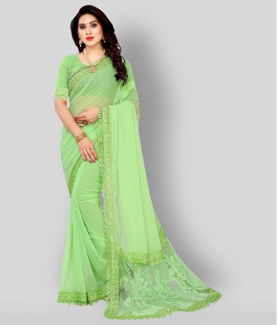 Apnisha - Light Green Georgette Saree  With Blouse Piece ( Pack of 1 ) - Light Green