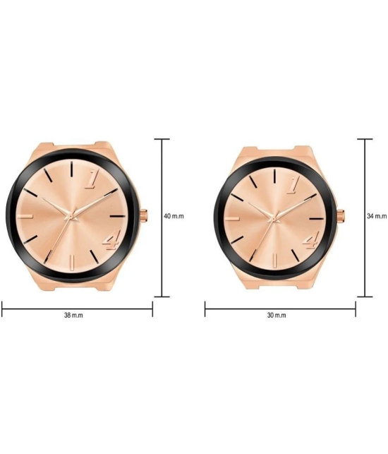 acnos Rose Gold Stainless Steel Analog Couples Watch