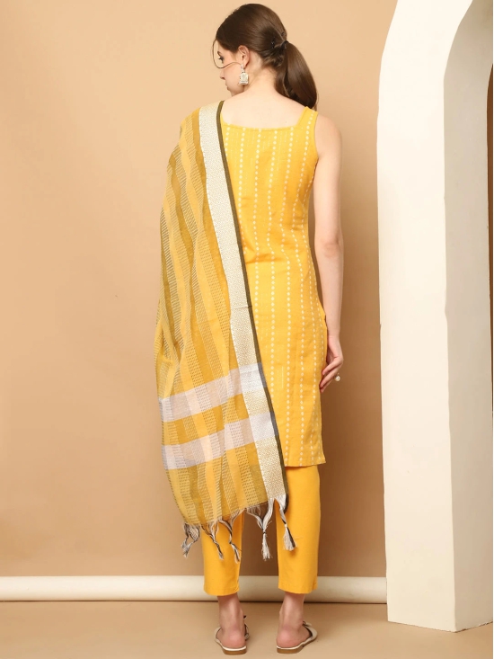 Yellow Dobby Kurta with pallazos dupatta set-S / Yellow