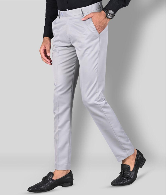 MANCREW - Light Grey Polycotton Slim - Fit Men's Formal Pants ( Pack of 2 )