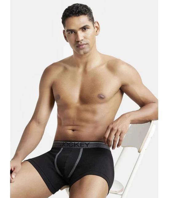 Jockey 8009 Men Super Combed Cotton Rib Solid Boxer Brief - Black - None