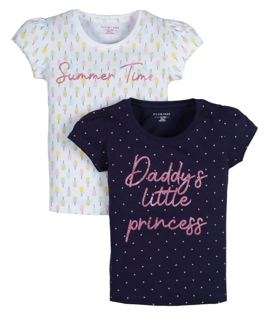 Plum Tree Girls Icecream Print T-shirt ( Pack of 2) - None