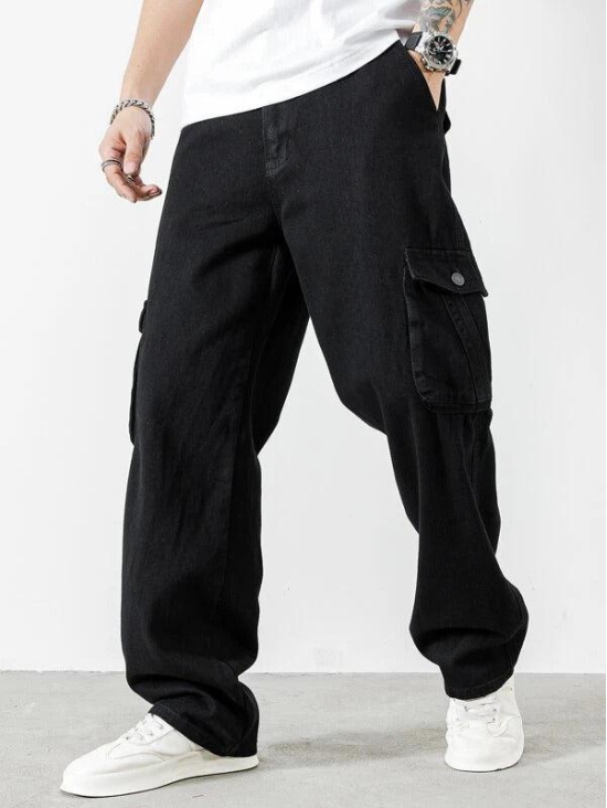 Black Baggy Men Cargo Jeans - Style and Function Combined-38