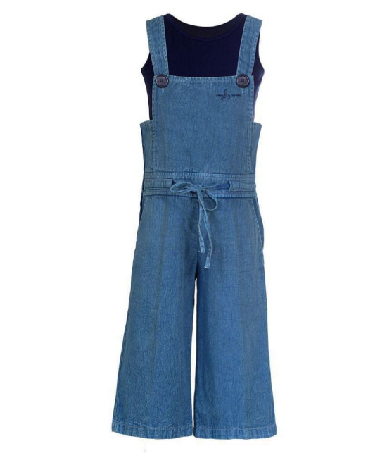 Naughty Ninos - Blue Cotton Girls Dungarees ( Pack of 1 ) - None