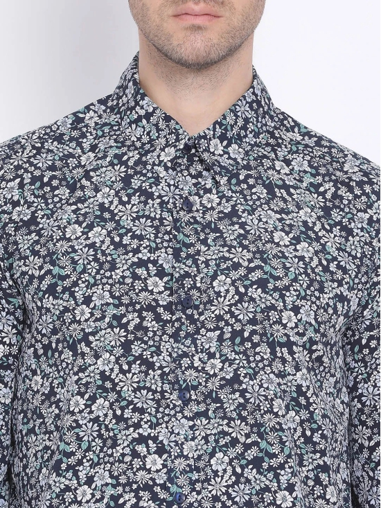 Oxolloxo Men Navy Blue Regular Fit Printed Casual Shirt