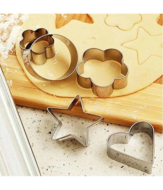 SHB Stainless Steel Cookie Cutter Shapes for Kids Flower, Round, Heart, Star Biscuit Metal Molds Cutters for Kitchen,Baking,Cutlet, Pastry Tools - 12 pcs Each Set