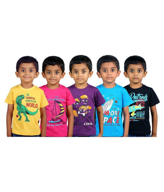 JILZ - Multicolor Cotton Boy's T-Shirt ( Pack of 5 ) - None