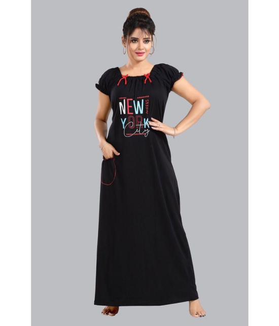 FOMTI Black Cotton Nighty - Free Size