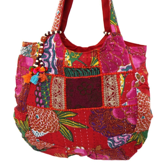 Rajasthani Embroidered Shoulder Bag, Pure Cotton Shoulder Bag With Handmade Beautiful Patchwork