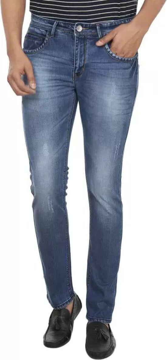 Men Slim Mid Rise Blue Jeans