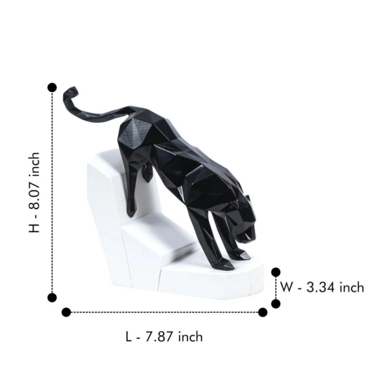 Artarium Resin Modern Geometric Leaping Jaguar Figurine Panther Jaguar Geometrical Statue, Leopard Modern Art, Feng Shui Figurine, Home Interior Decor Showpiece (1 Piece) (White)