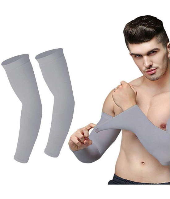 FITMonkey - Grey Self Design Riding Sleeves ( Single Set ) - Freesize