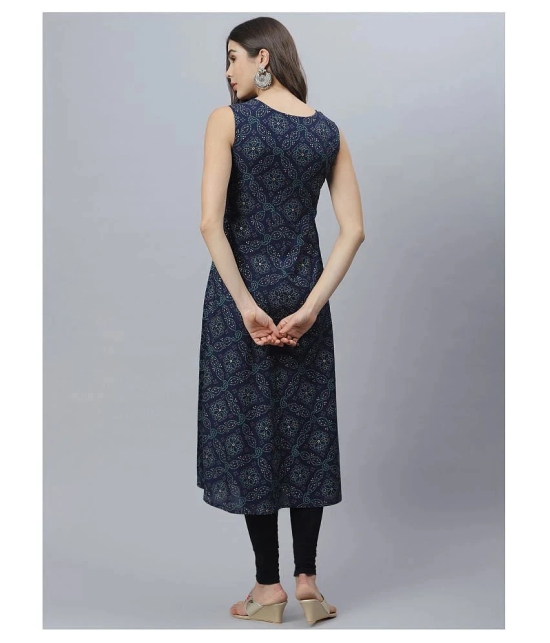 Stylum - Navy Rayon Womens Flared Kurti - M