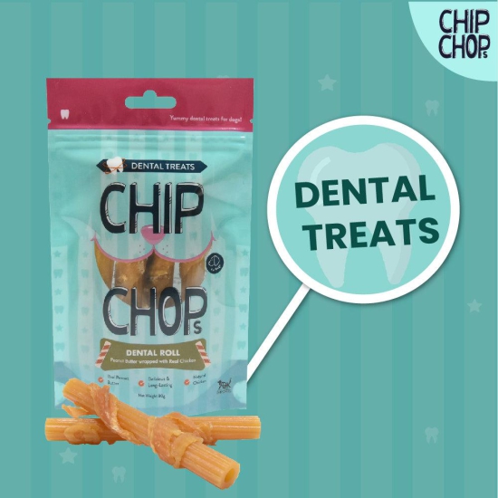 Chip Chops - Dental Roll Peanut Butter Wrapped with Real Chicken (80 Grams)-Pack of 1