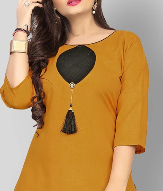 Lerkiza - Gold Cotton Womens Straight Kurti ( Pack of 1 ) - XXL