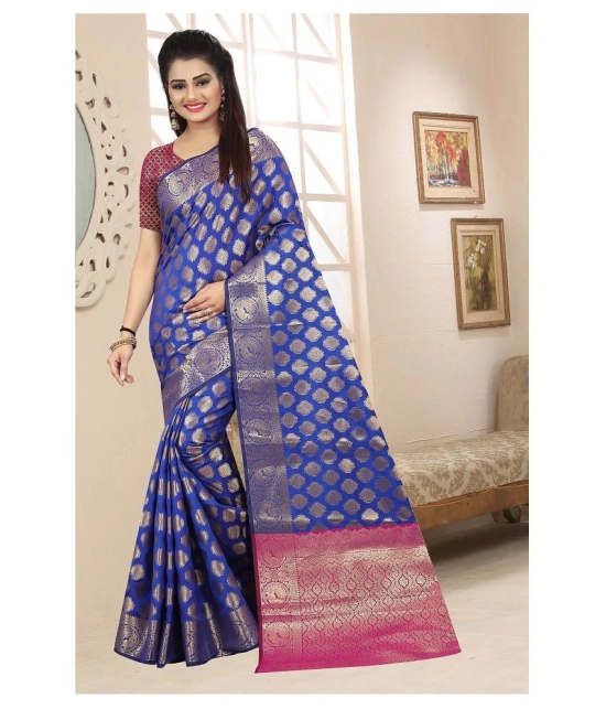 Gazal Fashions Blue Banarasi Silk Saree -