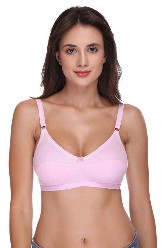 Sona H 04 Women Everyday Non Padded Non Wired Medium Coverage Comfortable Pink Cotton T-Shirt Bra-36 / B / Pink