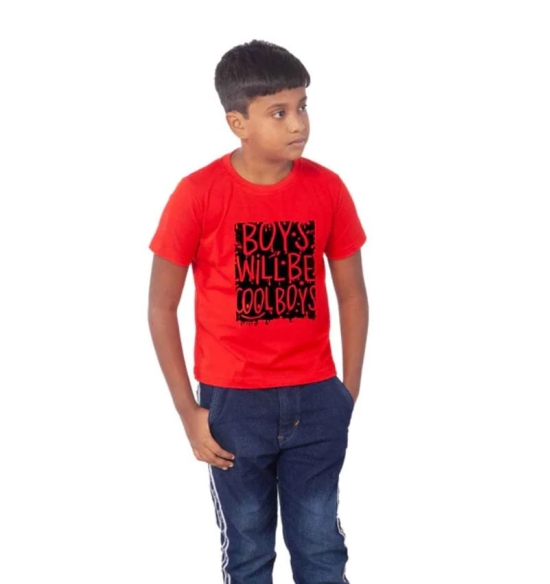 Boys Cotton Will Be Cool Half Sleeve TShirt (Red) PID41485