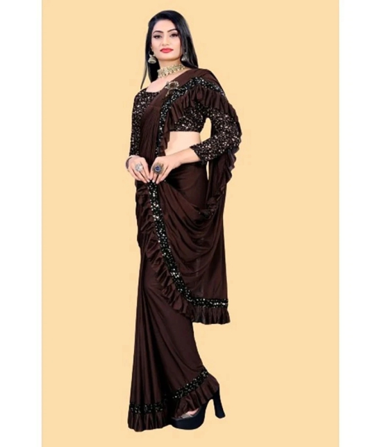 JULEE - Coffee Lycra Saree With Blouse Piece ( Pack of 1 ) - Coffee