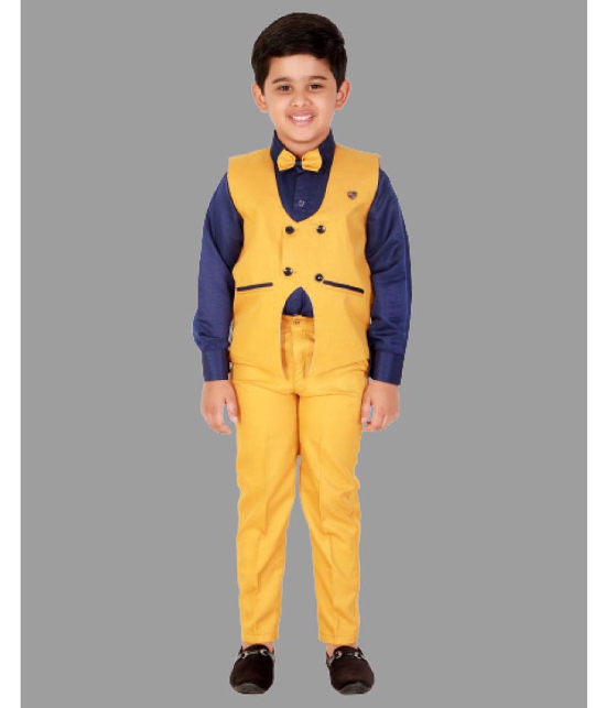 DKGF Fashion - Mustard Cotton Blend Boys Shirt & Pants ( Pack of 1 ) - None