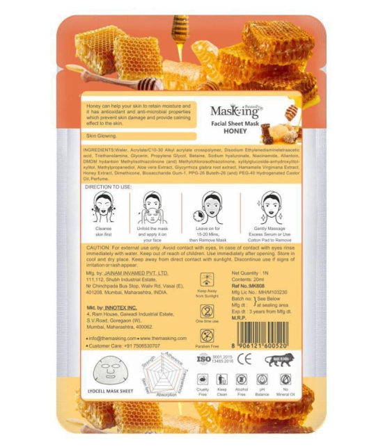 Masking Beauty Honey Face Sheet Mask Masks 60 ml Pack of 3