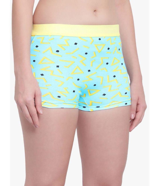 Bruchi Club - Lime Green Blended Printed Women's Boy Shorts ( Pack of 1 ) - None