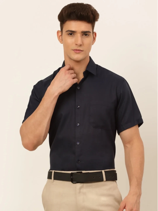 Indian Needle Men's Cotton Solid Formal Shirt's-M / Navy-Blue