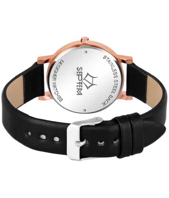 Septem Black Leather Analog Womens Watch