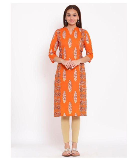 FabbibaPrints - Orange Cotton Women's Straight Kurti - XXL