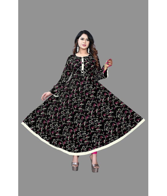 haya fashion - Black Rayon Women's Anarkali Kurti ( Pack of 1 ) - None