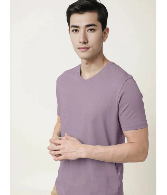 Radprix Cotton Regular Fit Solid Half Sleeves Mens T-Shirt - Purple ( Pack of 1 ) - None