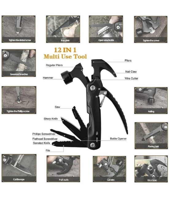 18-ENTERPRISE Multi-Tool 12 in 1 Hammer Mini Hammer Camping Gear Tool EDC Men, Women DIY Multi-Functional Car Safety Hammer Tool for Home Decoration.