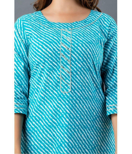 Lee Moda - Light Blue Cotton Womens Straight Kurti ( Pack of 1 ) - None