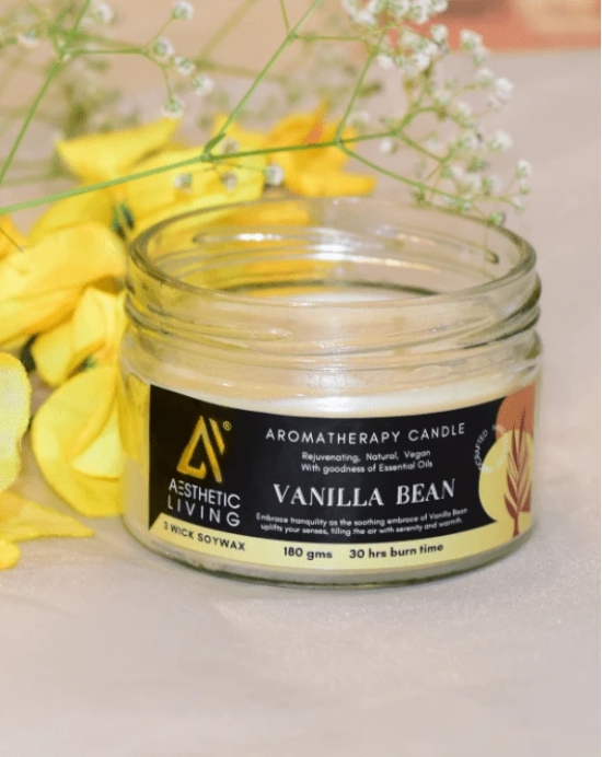 Aesthetic Living 3- Wick  Vanilla Bean Candle, 180 gm