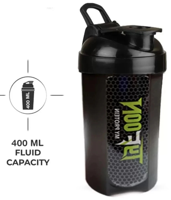 Fitgo Plastic Black 400 mL Shaker ( Pack of 1 ) - Black