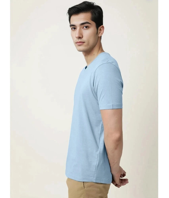 Radprix Cotton Regular Fit Solid Half Sleeves Mens T-Shirt - Light Blue ( Pack of 1 ) - None