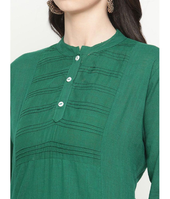 Queenley - Green Cotton Blend Women's Straight Kurti ( Pack of 1 ) - None