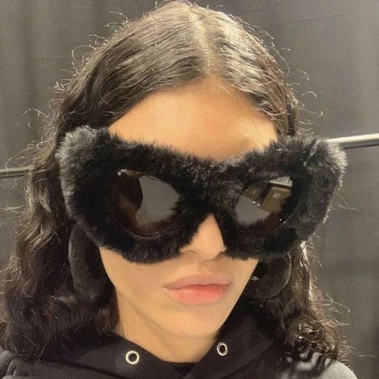 [ Fluff ] Masquerade Fur Sunglasses-White