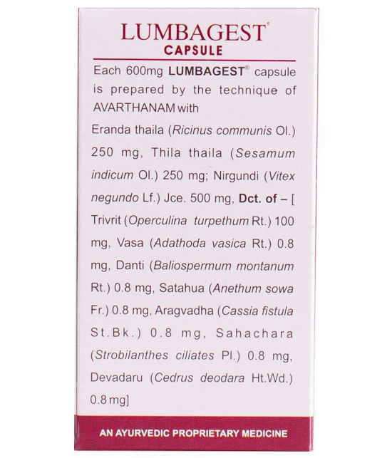 Kerala Ayurveda Lumbagest Capsule, 100 Count