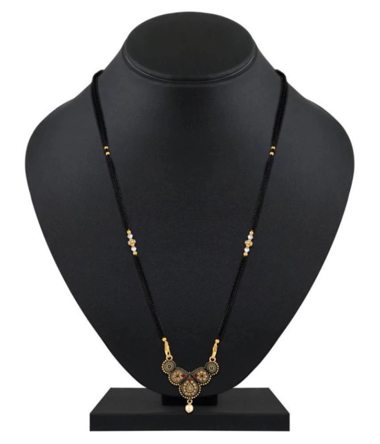 Asmitta Traditional Oxidised Gold Plated Opera Style Lct Stone Mangalsutra For Women - Golden