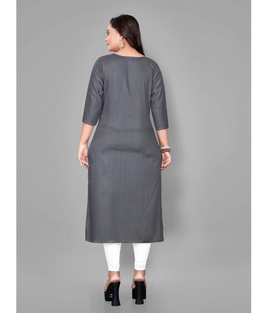 RIAANA - Grey Rayon Women's Straight Kurti ( Pack of 1 ) - None