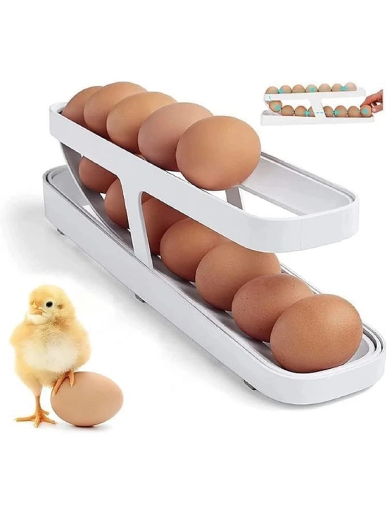 Roll-down Double layer egg dispenser,Egg storage,Egg organizer,Egg holder,Kitchen Basket, Countertop Cabinet Fridge Saving Egg Holder With Gravity-Fed Design - Multicolor