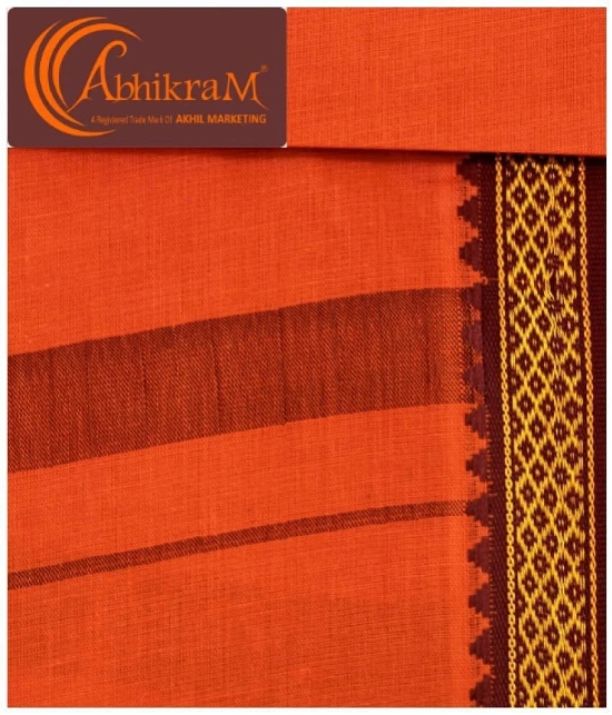 Abhikram Cotton Ethnic 325 -GSM Bath Towel ( Pack of 1 ) - Orange - Orange