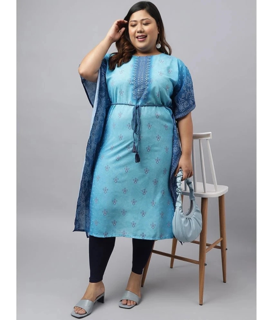 Janasya Georgette Printed Kaftan Womens Kurti - Blue ( Pack of 1 ) - None