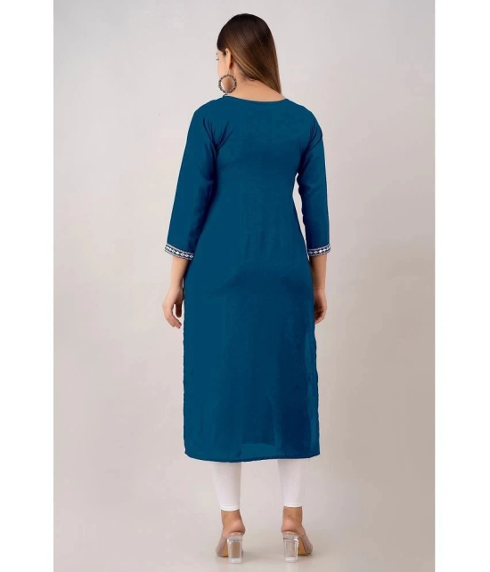 Kapadia - Teal Rayon Womens Straight Kurti ( Pack of 1 ) - None