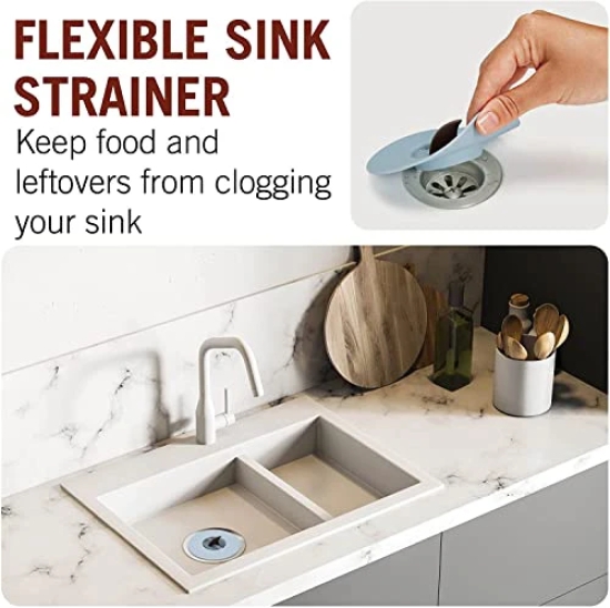 CONNECTWIDE? Flex Drain Stop & Hair Catcher-Drain Stopper, 2 in 1 Silicone Stop & Filter Drain Stopper/Strainer/Hair Catcher (Random)