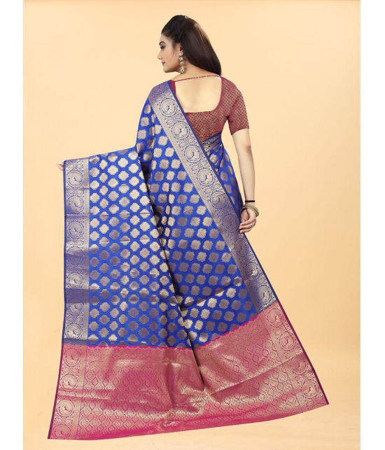 Gazal Fashions - Blue Banarasi Silk Saree With Blouse Piece ( Pack of 1 ) - Blue