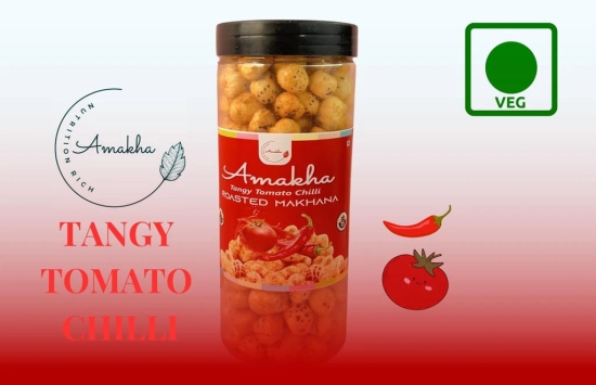 Amakha Roasted Flavoured Makhana, Tangy Tomato Chilli, 140gm